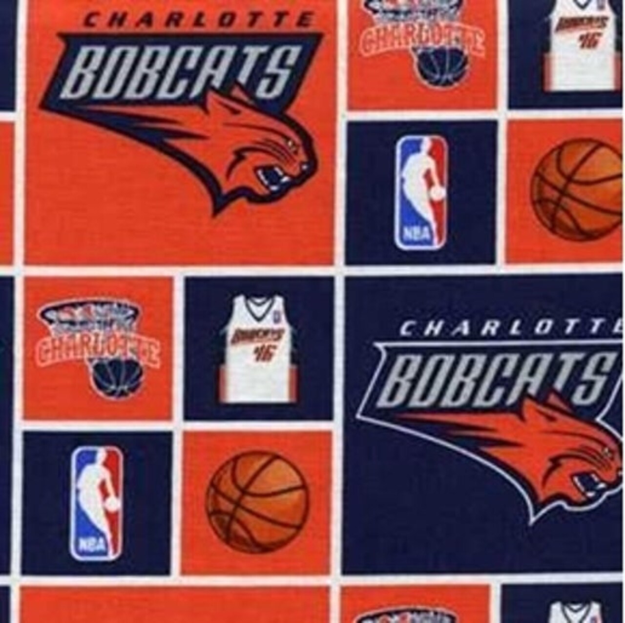 NBA Licensed Charlotte Bobcats Throwback Cotton Fabric by the Yard